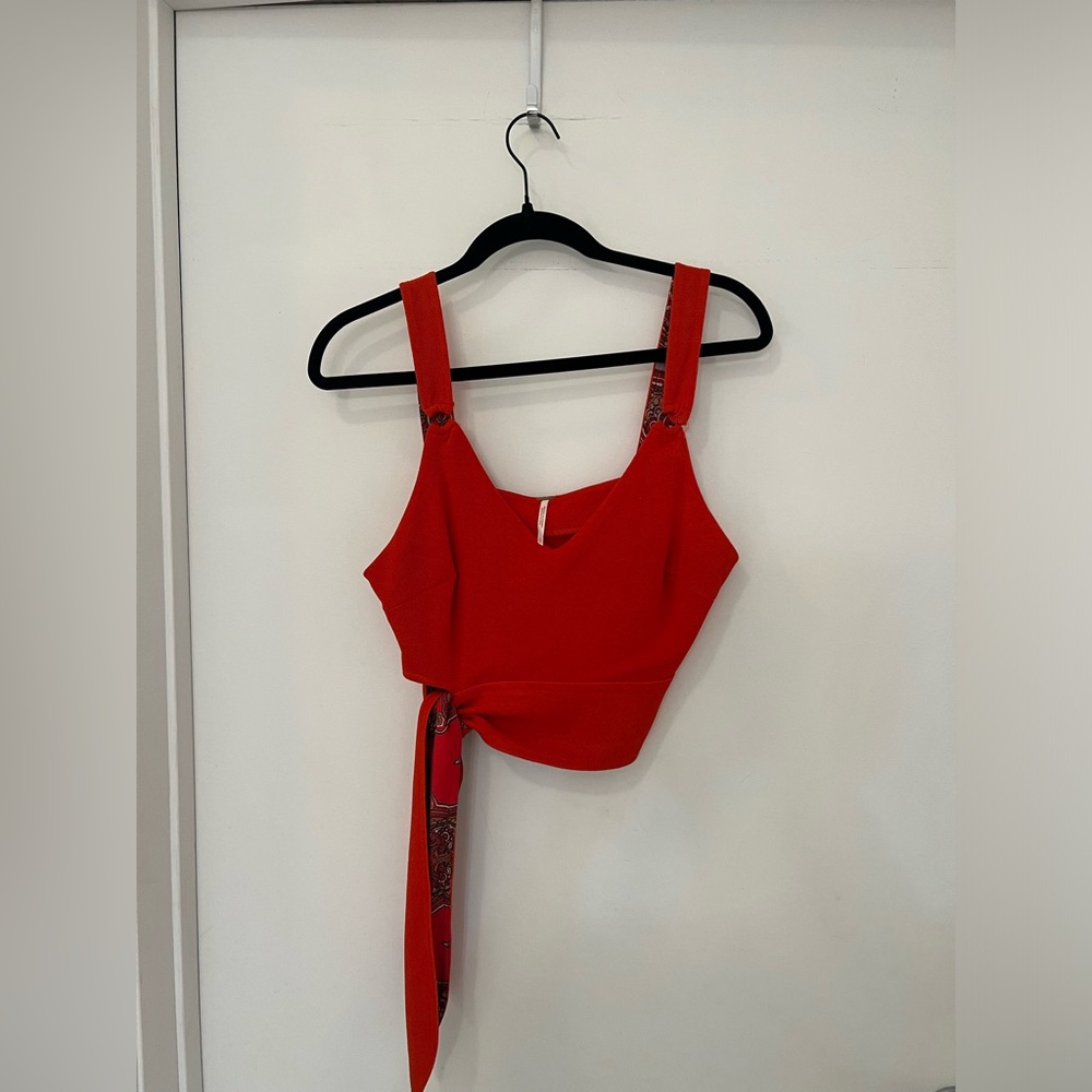 Free people red bandana tie cropped top
